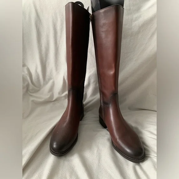 NEW Coach Rilee Leather Knee High Riding Boots Walnut Brown Size 8.5B - Picture 5 of 14